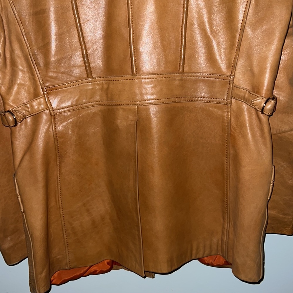 70s Men’s Bermans Burnt Orange Leather Jacket Siz… - image 6